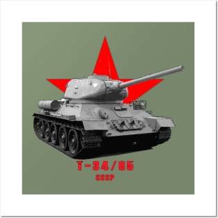 T-34-85 Military tank WW2 Posters and Art